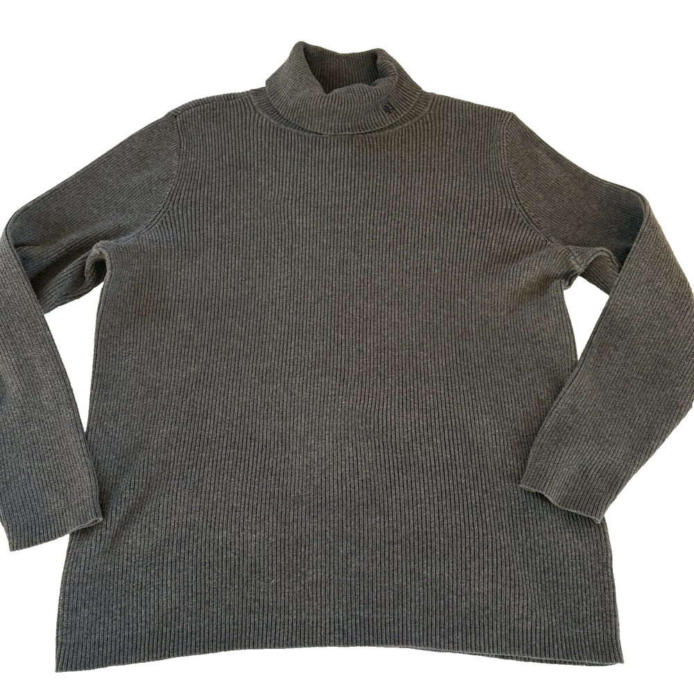 Women’s Lauren Ralph Lauren Gray Ribbed Turtleneck Sweater 100% Cotton Size 1X - Picture 6 of 12